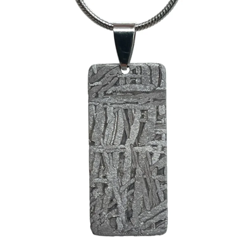 Muonionalusta Iron Meteorite Pendant Rectangle Slice Natural Widmanstatten Pattern Meteorite Jewelry Collection LK537
