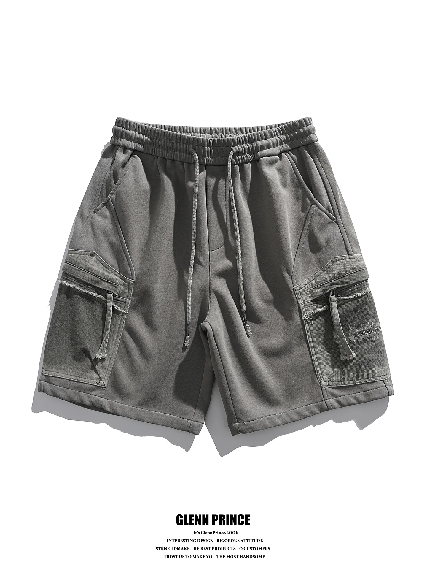 GPstudio American Destroy Style Casual Loose Men's Shorts Summer Trendy Brand Multi-Pocket Wide Leg Five-Quarter Pants