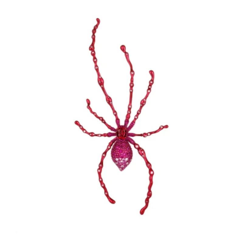 BELLUX Copper Alloy Synthetic Zircon Brooch Red Spider Full Diamond Spider Luxury Design Charm Fashion Brooch