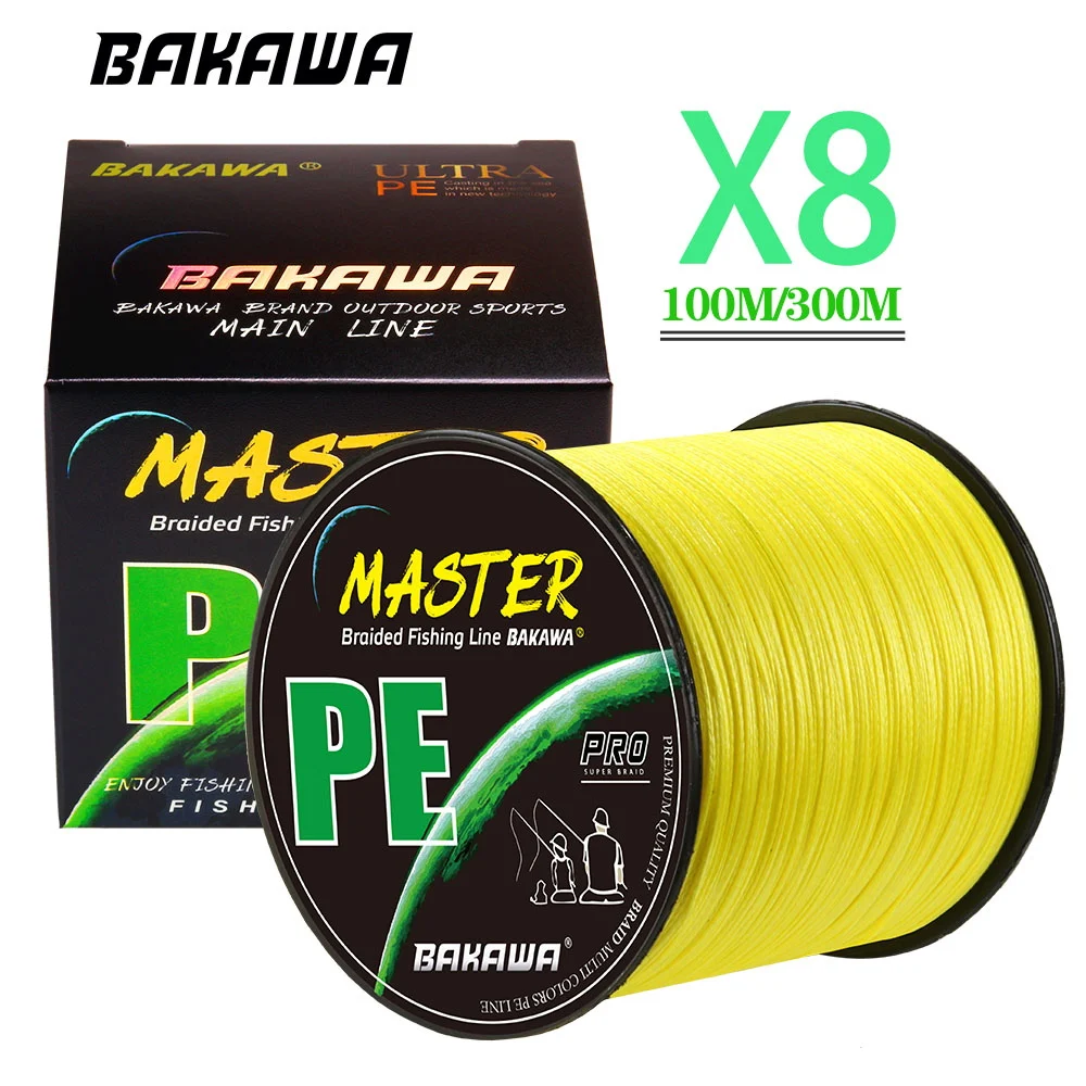 BAKAWA 8 Strands Fishing Line 300M 100M Multifilament PE Braided Wire 22-90LB Sea Saltwater Weave Extreme Strong Pesca