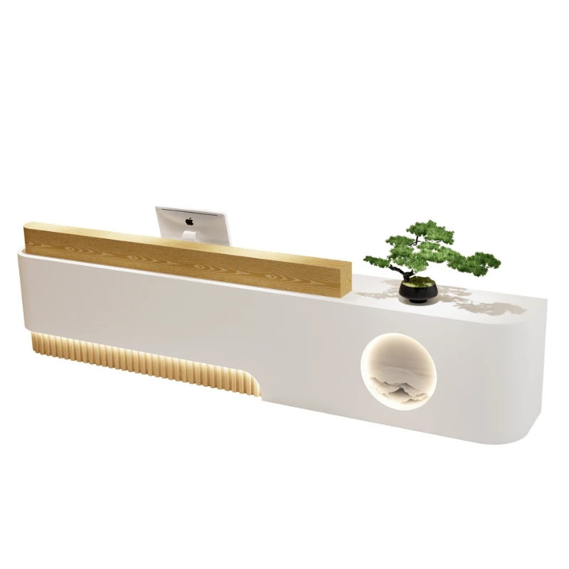 مكاتب الاستقبال الحديثة البسيطة الرجعية الخشب الطبيعي اللون النمط الصيني مكاتب الاستقبال أثاث المكاتب التجميل استقبال ZY40JDT #6