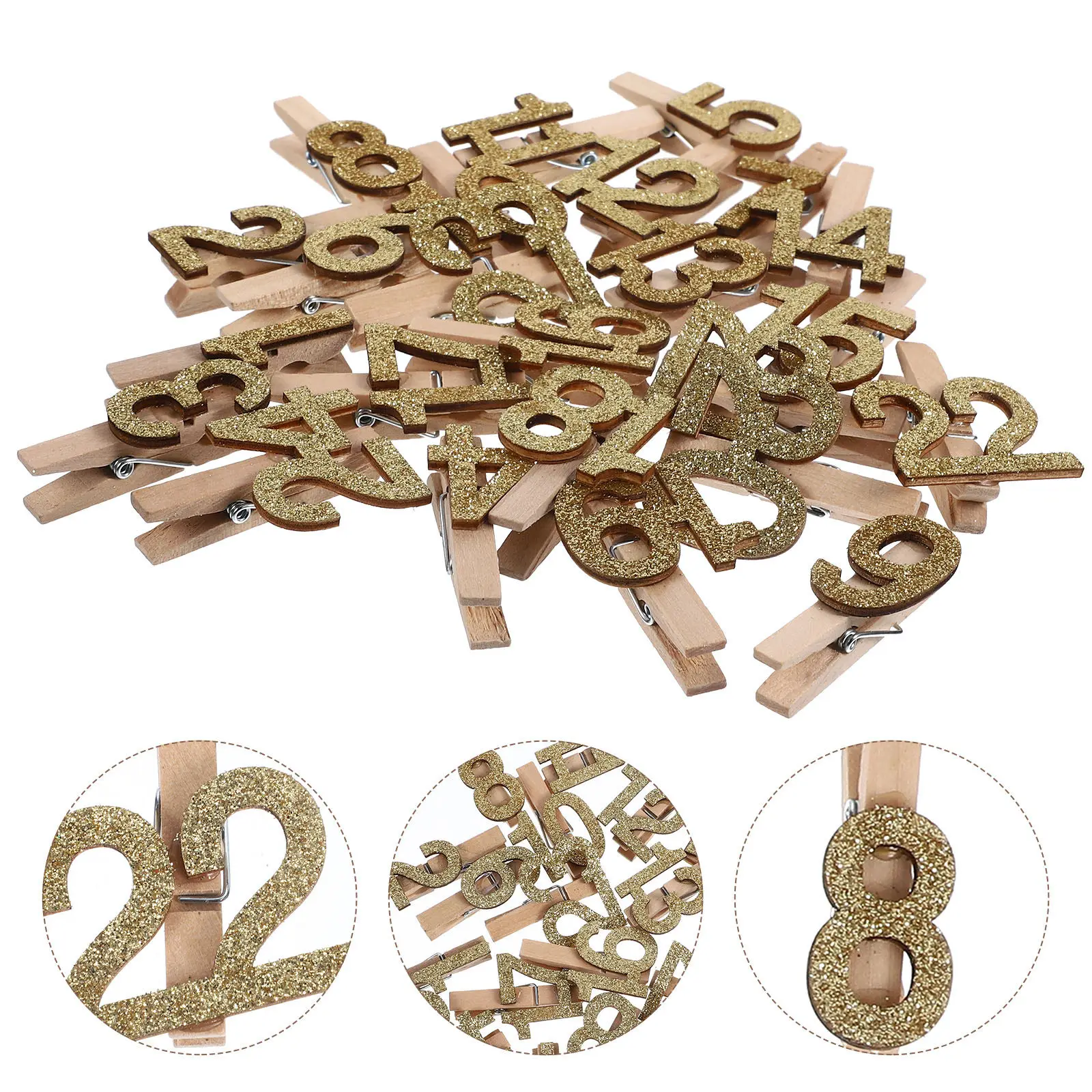 24Pcs Wooden Picture Clamps Small Craft Clips for Photo Wall Decoration DIY Projects Home Office School Christmas Tree Display