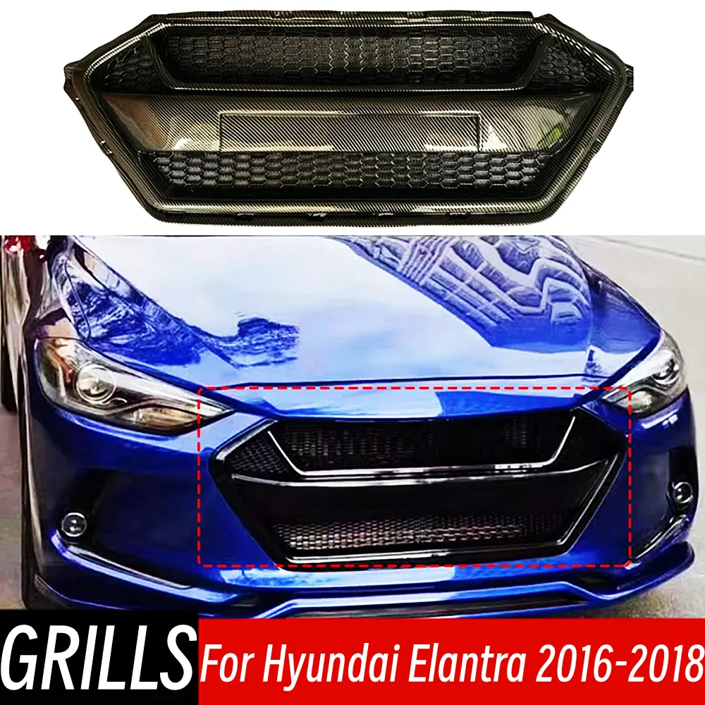 

For 2016-2018 Hyundai Elantra LeadDrive Racing Grills Black Carbon Grille Air Intake Styling Car Exterior Tuning Accessorie Part