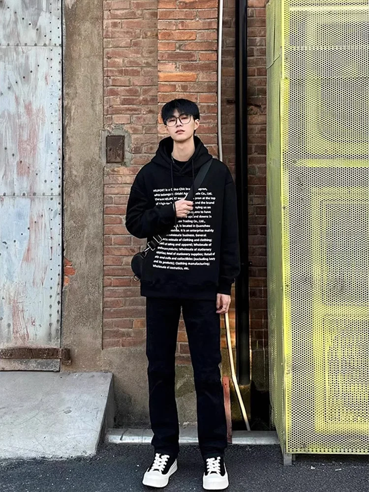 

Teenage Boys' Fce Lined Long Jeans High Street American Sle Straight Leg Micro Flared Trousers for Tall Young Men