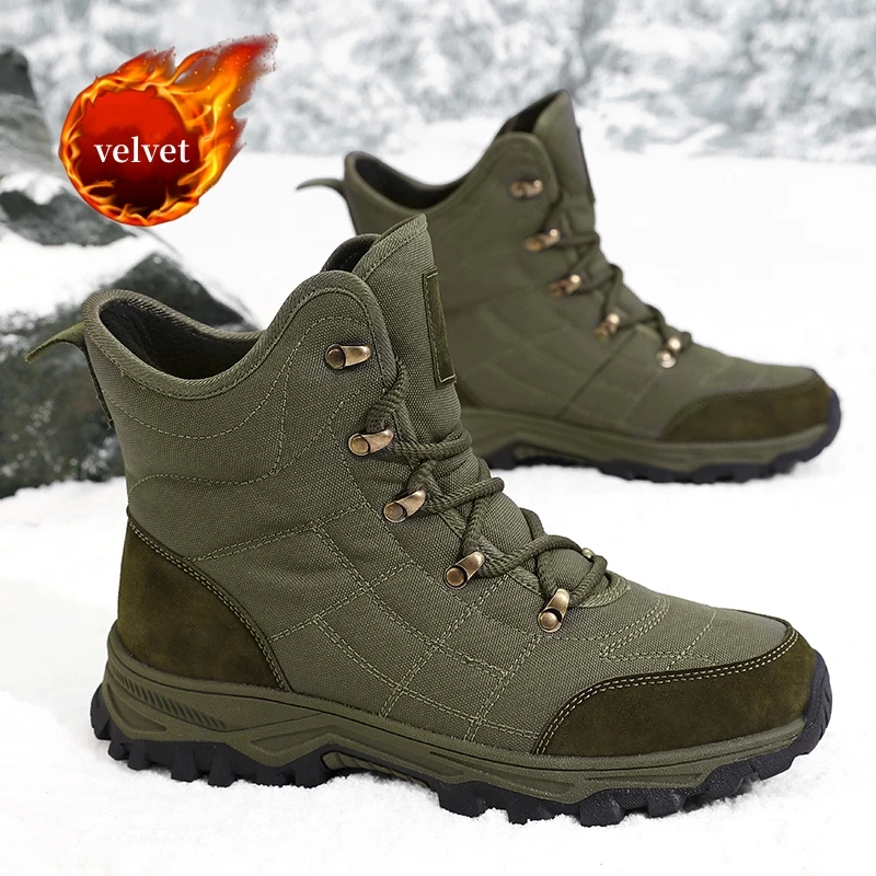 

Зимние бархатные походные ботинки, мужские теплые высокие треккинговые ботинки на меху, мужская уличная непромокаемая мужская обувь для скалолазания, zapatillas de hombre