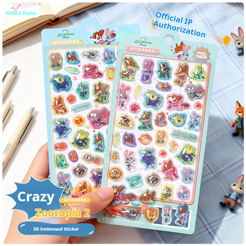 

Новые 3D-наклейки «Зоотопия» 2026 года: кристальные, объемные, милые стикеры с Джудит и Ником для декора, детские подарки