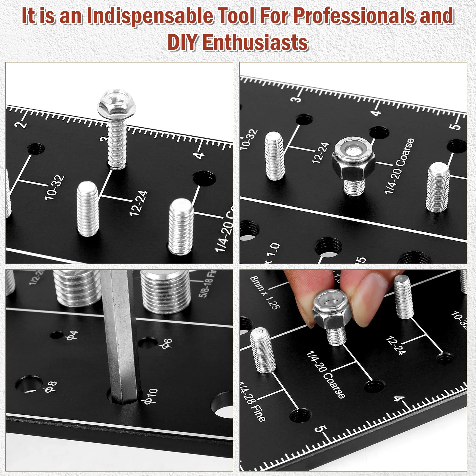 Precise Thread Identifier Gauge Nut and Bolt Thread Checker Set Standard and Metric Size Precise Screw Measuring Tool