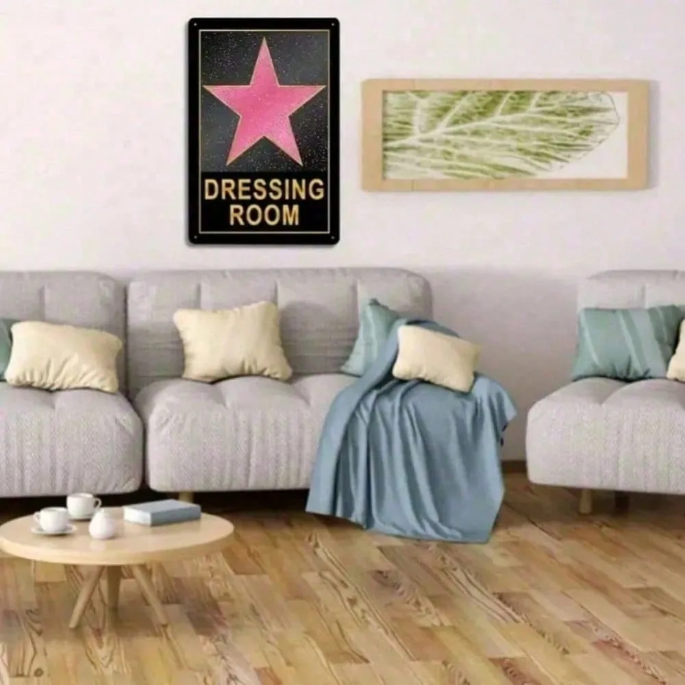 Pink Star Aluminum Tin Sign Aesthetic Wall Art 8x12 Inch Cute Dressing Room Decor For Teen Girls Modern Home Ornament