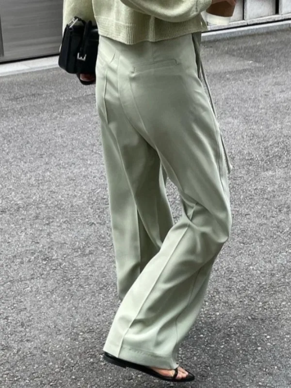 

Ele High Waist Side Tie Wide Leg Straight Cut Suit Pants Chic Summer Asymmetrical Design Casual Comfortable Women's Faion