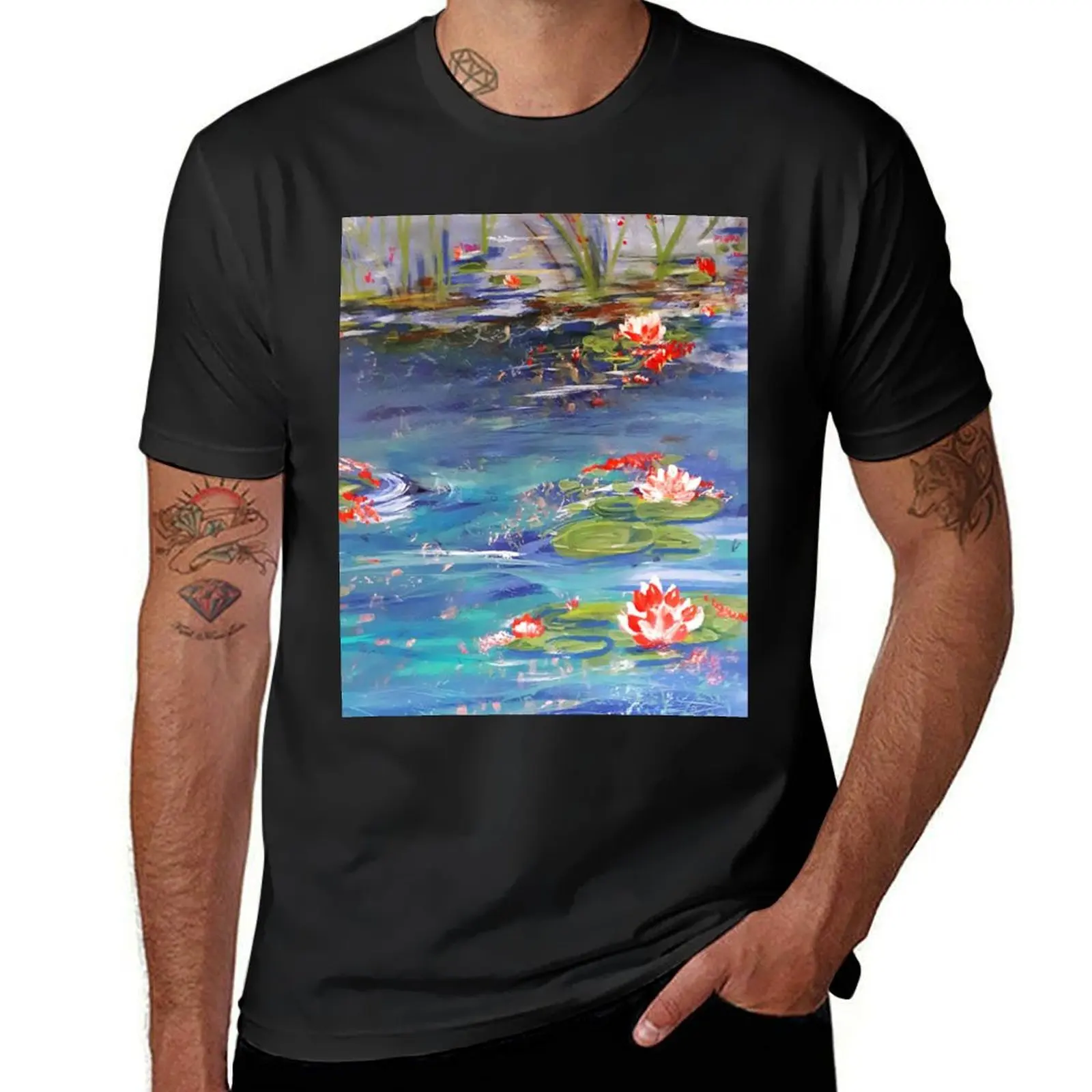 Lake of lilies T-Shirt sports fans graphics heavyweight t shirts for men