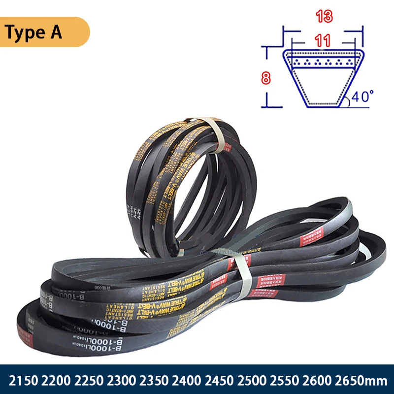 

Type A Rubber V-belt Triangle Belt Industrial Agricultural Equipment Transmission Belt 2150 2200 2250 2300 2350 to 2650mm