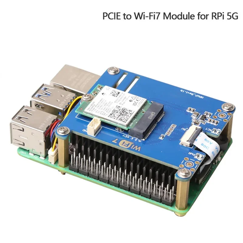 

AC56-MPW7NCAB For Raspberry Pi 5 PCIE To M.2 E-Key Wifi7 Module+USB Adapter Kit BE200 Support Google TPU,Wif6e AX210,AX200