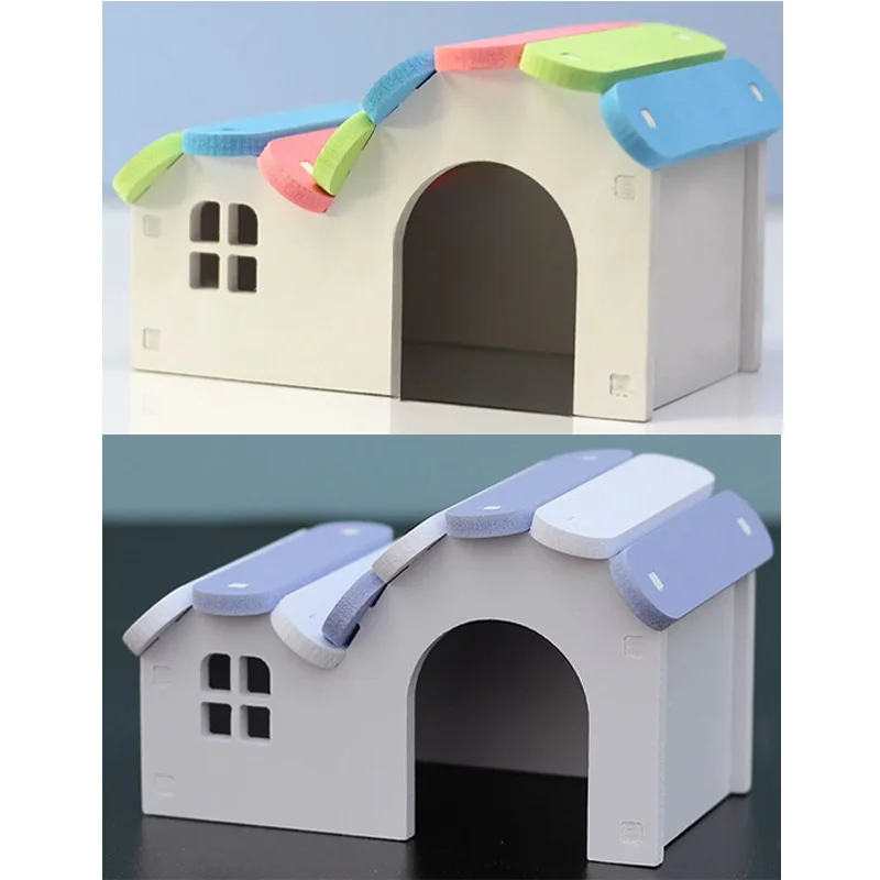 Colorful Hamster Bed Creative Small House Ecological Board Cozy Sleeping Habitat for Small Pets for Hamsters Gerbils and Mice view 6