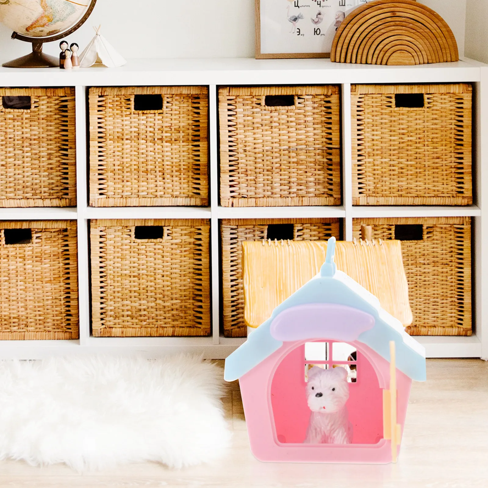 

4Sets Mini Pet House Simulation Decorative Dog House Scene Props Puppy Ornaments Miniature Home Decor Kids Pretend Play