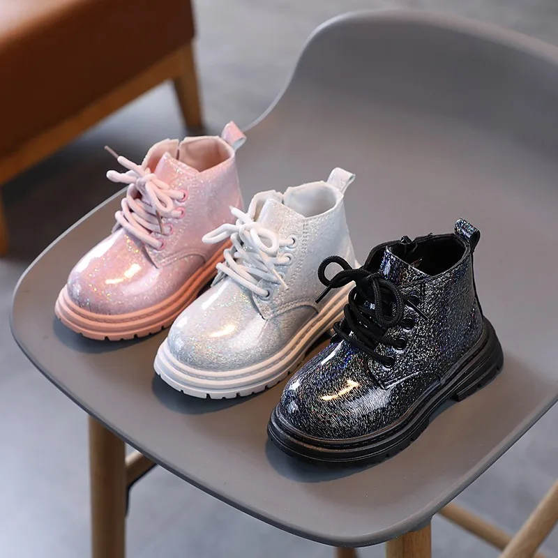 

Spring Autumn Fashion Kids Boots for Girl Solid Color Toddlers Causal Leather Boots Children's Versatile Platform Ankle Boots