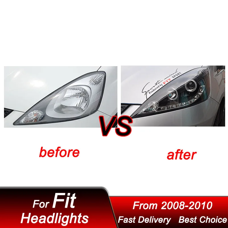 Hot Car Led Headlights For Honda Fit GE8 08-10 new style full LED Assembly EMARK DOT Upgrade Projector Lens Accessories Kit