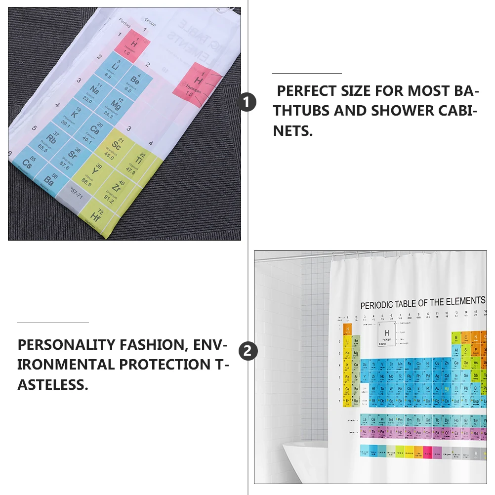 

Shower Curtain Bathroom Waterproof Bathtub Periodic Table Curtains Opaque Private Most Cabinets Home Supplies