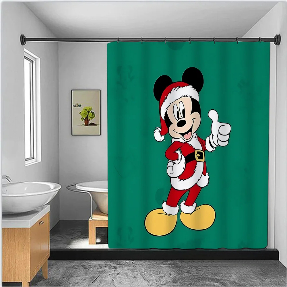 Cute M-Mickey Mouse Shower Curtain Waterproof Polyester Fabric Paint Colorful Bath Curtains Home Bathroom Curtain with Hook