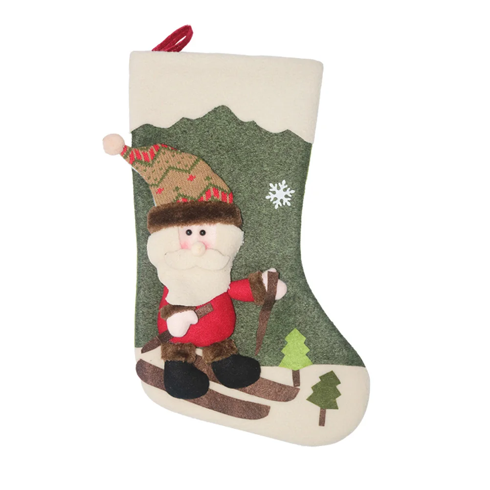 

Santa Claus Hanging Decor Christmas Stocking Gift Bag Premium Nonwoven Material Kids Gift Pouch Christmas Fireplace Wall Decor