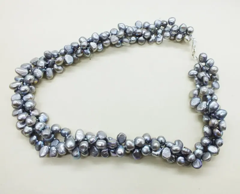 

Exquisite AAA 3 shares, grey baroque seawater pearl necklace 19"