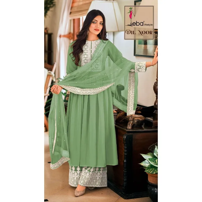 

New Indian Pakistani Style Worked Salwar Kameez Dress Ethnic Style Plazzo Suits