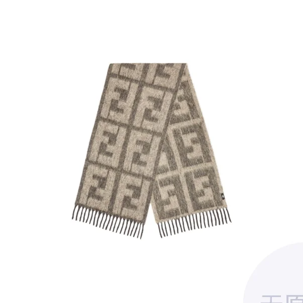 FENDI Alpaca Polyamide Virgin Wool Knit Scarves Men's Beige FXS729APWAF15SH