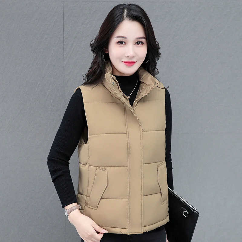 جديد الخريف والشتاء المرأة يندبروف عادية فضفاض سترة سميكة المألوف الوقوف طوق مريحة معطف دافئ بلا أكمام #3