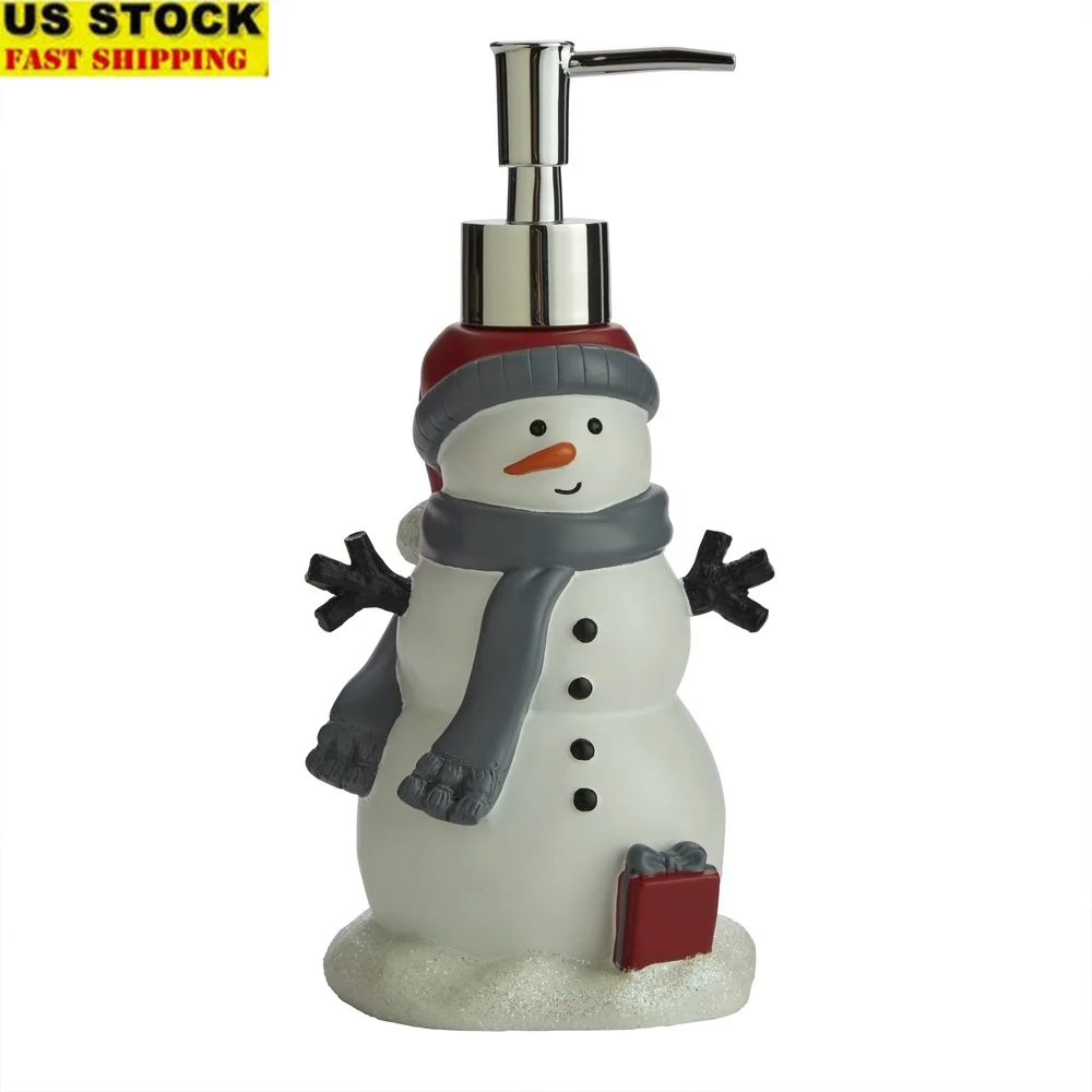 

Дозатор для мыла со свистком и снеговиком, ручная роспись, блестящие снежные акценты, забавный праздничный декор, зимние аксессуары, домашняя кухня, ванная комната