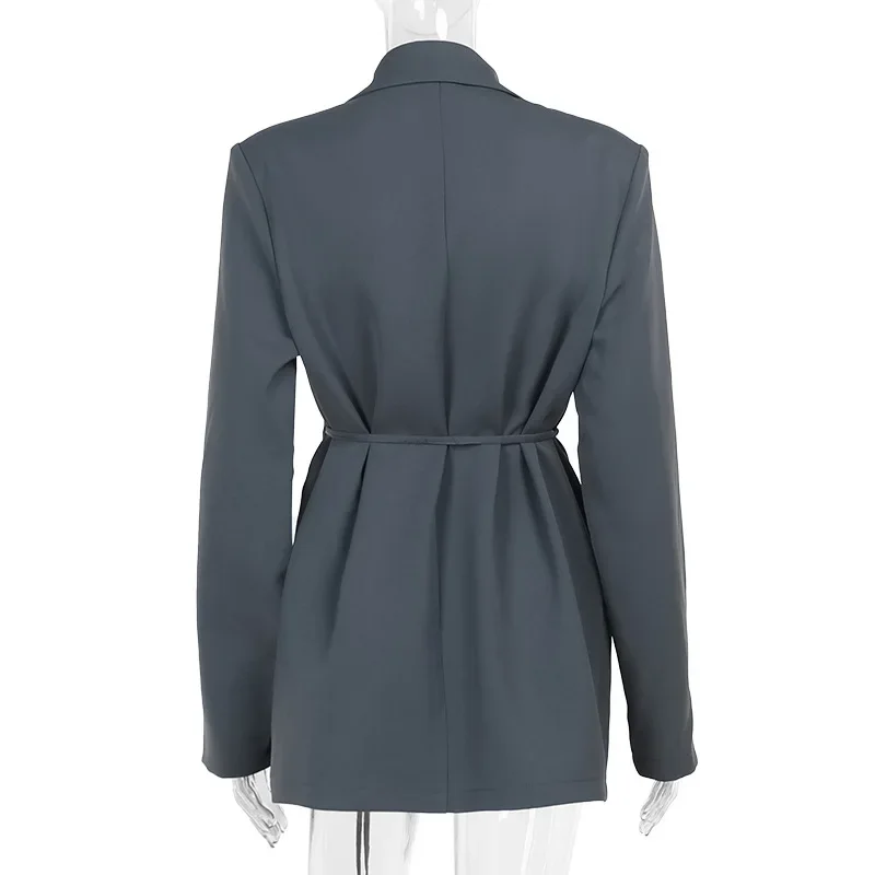 2024 Langarm Mode Büro Dame Blazer Kleid solide gekerbte Schnürung gebunden Blume Winter jacke Slim Fit Blazer Damen bekleidung