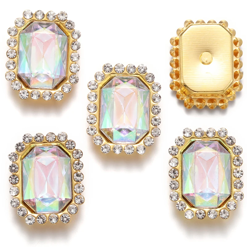 10pcs Multi-Color Resin Diamond Square Stud Earrings