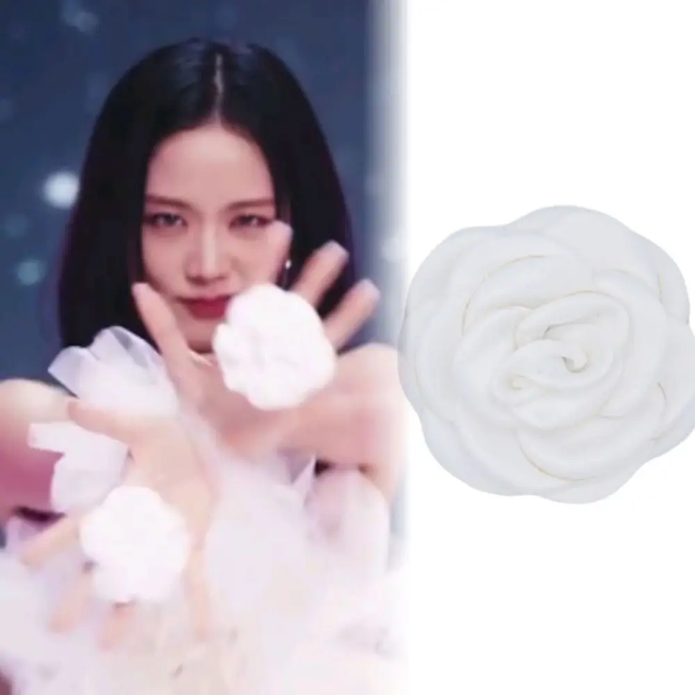 Korean Style Jisoo Hand Shake Flower Ring Cloth Creative Ring Dance Props Finger Flower Ring Fashion Jewelry