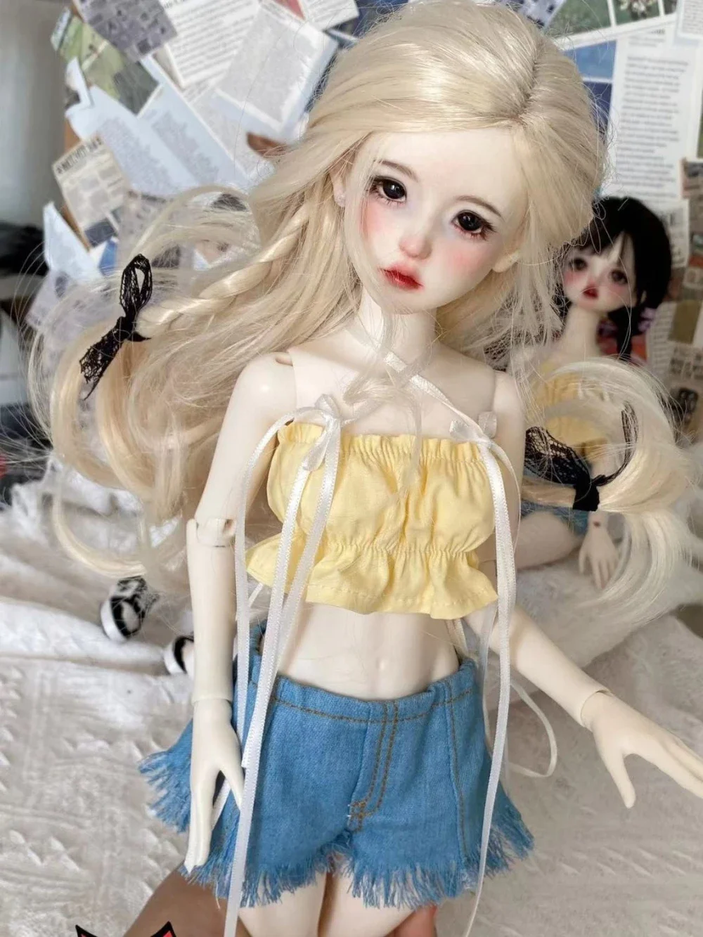 1/4 1/3 Ubranka dla lalek Garnitur Szorty jeansowe Słodki zestaw topów dla lalek Bjd 45/60 cm Zabawki do przebierania Domakawa Akcesoria dla lalek, bez lalki