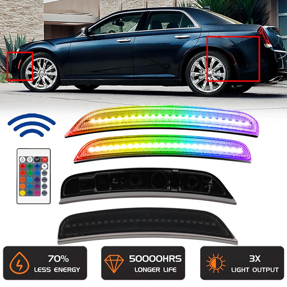 

Smoked Lens Multi-color Front Rear Fender LED Light for Chrysler 300 2015-2023 Car Styling Turn Signal Indicator RGB Lamp