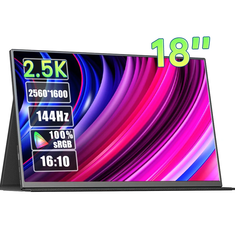 

18 Inch 2.5K 144Hz QHD Portable Monitor 2560*1600P 16:10 HDR IPS 3MS Screen Gaming Display For PC Laptop Xbox Switch PS4/5 Phone