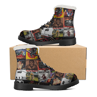 Funny Poster Pattern Plush Boots Men Women Teenager Hip Hop Shoes Winter Skates Snow Boot Outdoor Warm High Boots EU35-48