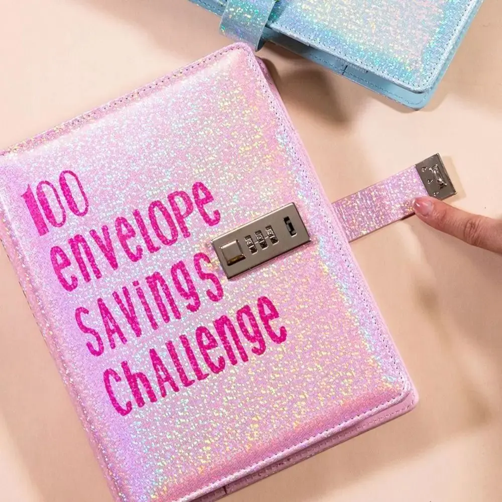 

Cash Envelopes Money Saving Binder Laser Cover Password Lock Mini Budget Binder Durable Colorful Envelope Savings Challenge Kids