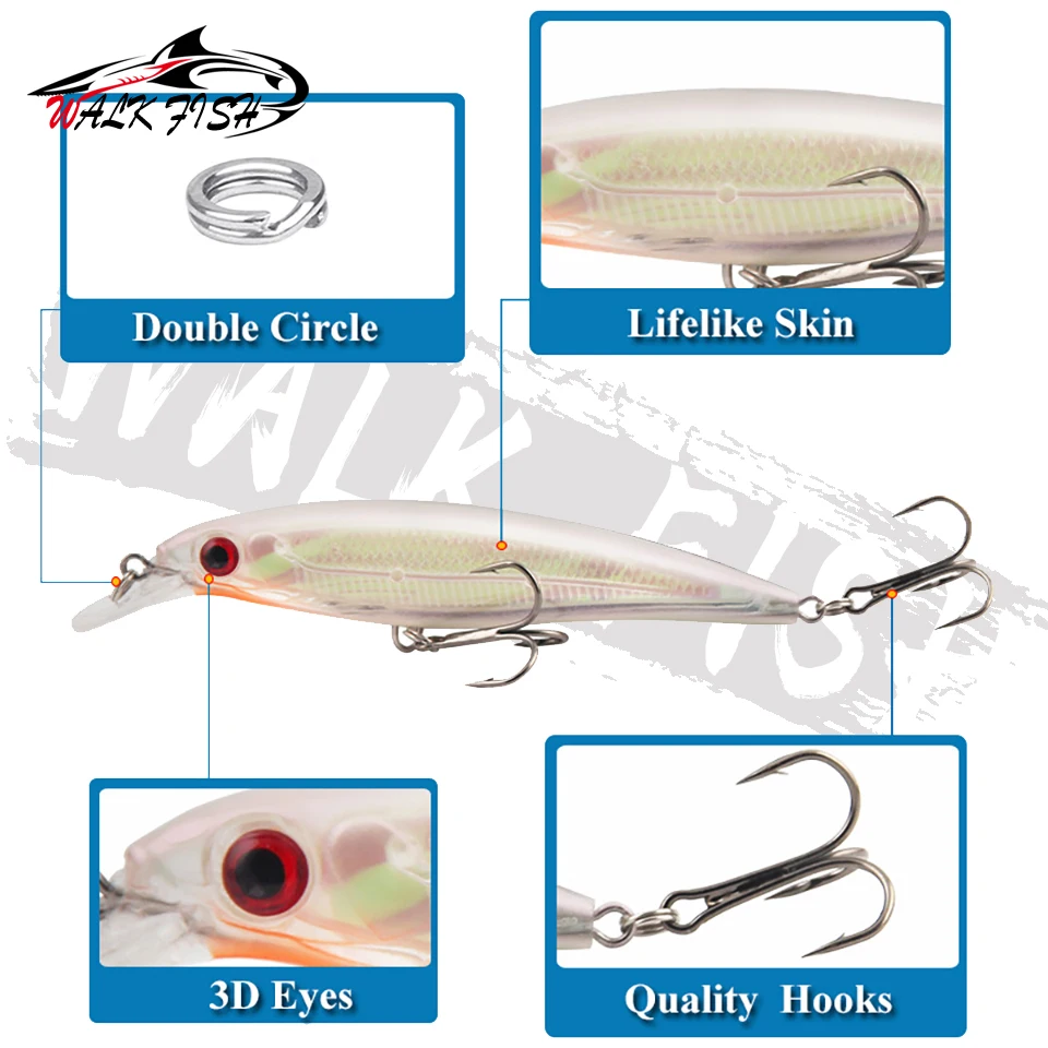 Señuelos Minnow flotantes para trucha Walk Fish – estilo clásico