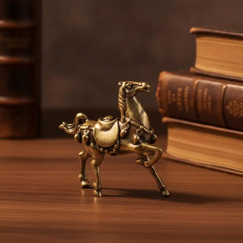 Messing-Pferdefigur, Künstlerische Mini-Statue, Kleine Dekorationsfigur für Büroschreibtisch, Eingangsbereich und Wohnraumdekoration – Detail 13