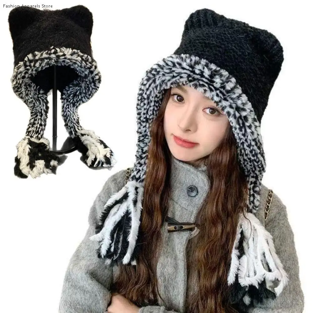 تنوعا آذان القط حماية الأذن قبعة الكورية نمط يندبروف محبوك قبعة تدفئة مريحة لينة رشاقته قبعة قبعة المرأة #1