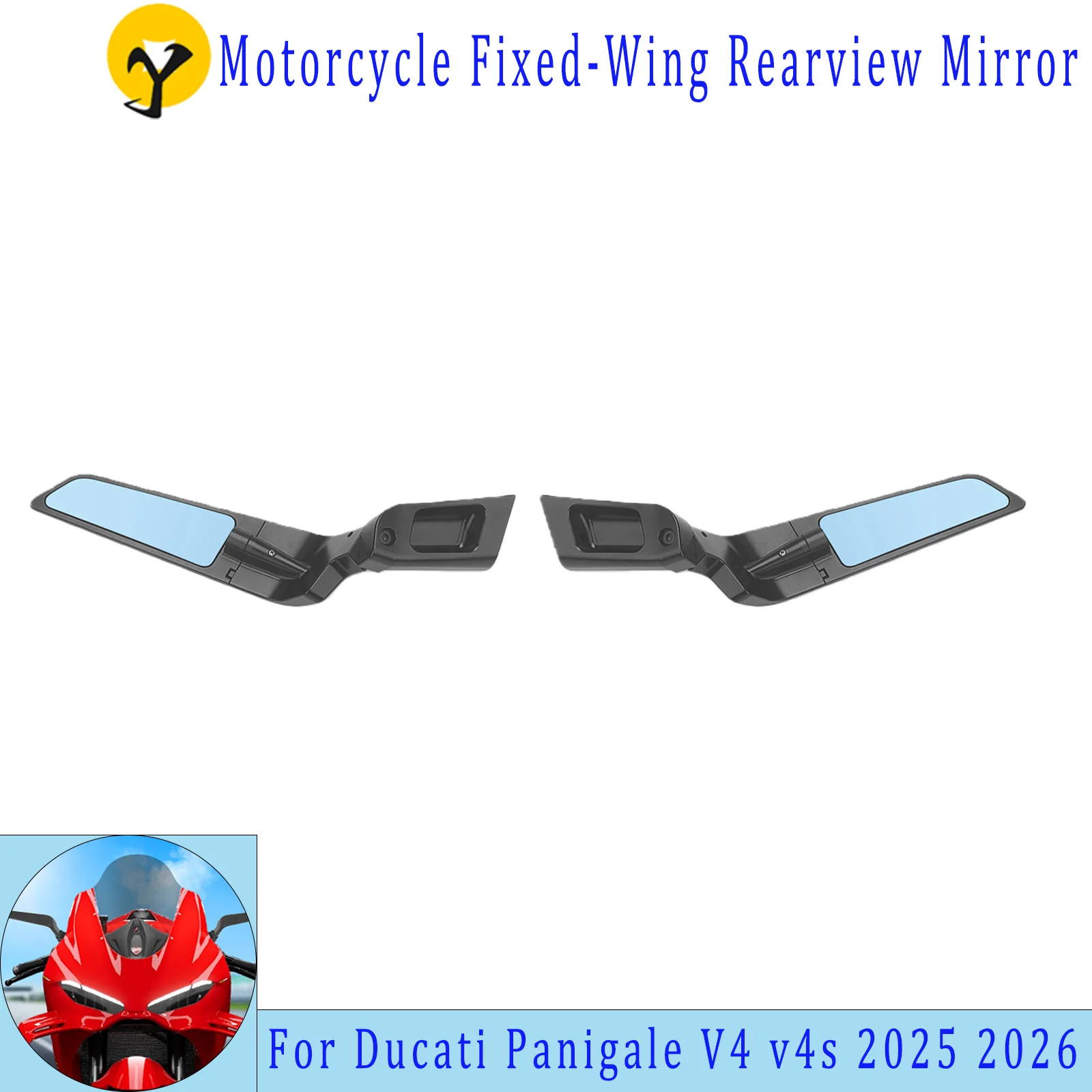 

For Ducati Panigale V4 V4S 2025-2026 Motorcycle Mirror Kit, Rotatable and Adjustable. Side Wing Mirrors