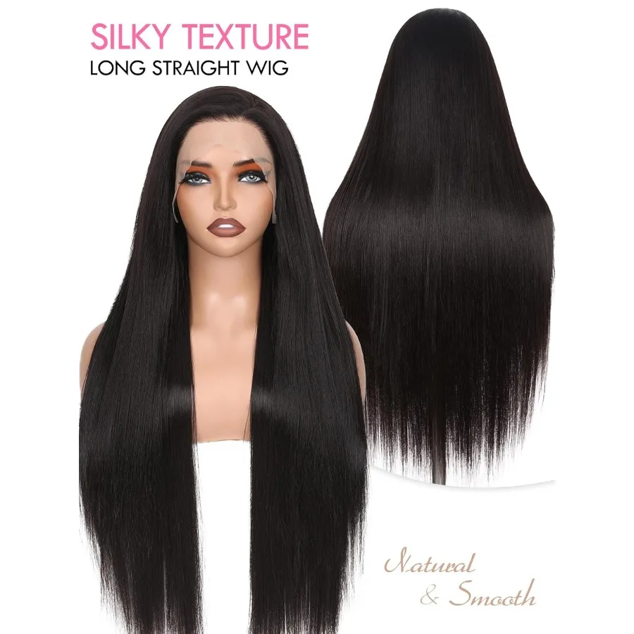 13x4 Темно-коричневый парик спереди, длина 30 дюймов, прямой синтетический парик спереди, предварительно выщипанный для ежедневного использования, для начинающих, Natu