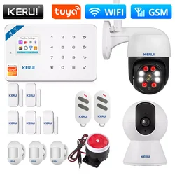 KERUI Home Security Alarm System W181 GSM WIFI Connection Mobile Tuya APP Receiving Color Screen Wireless Burglar Alarm Kit