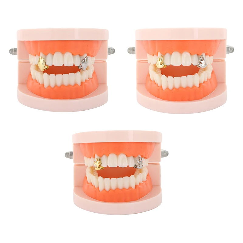 Hip Hop Braces Single Tooth Flame Teeth Fashion Punk Metal Teeth Caps Dental Fashion Jewelry Party Cosplay Teeth Grills