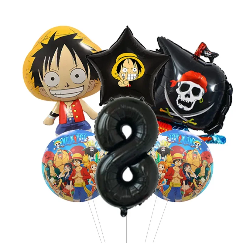 Jungen Anime Geburtstags-Ballonpaket One Piece Luffy Folienballon mit Konfetti Latex-Bündel für Heimparty – Detail 9