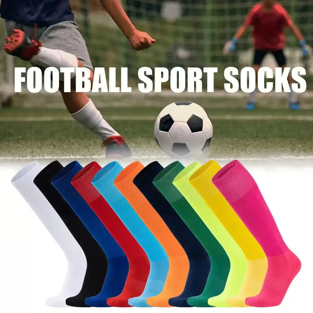 

1 pair of football socks, thick towel bottom training socks, available in multiple colors - sports socks