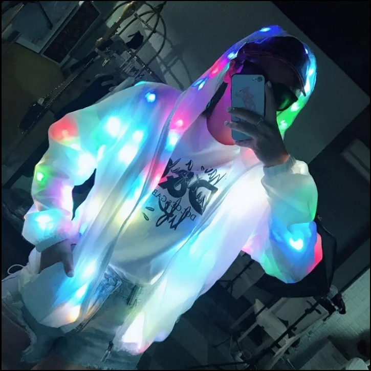 Nieuwe Led Verlichting Jas Lichtgevende Kostuum Creatieve Waterdichte Kleding Dansende Lichten Jas Kerstfeest Kleding