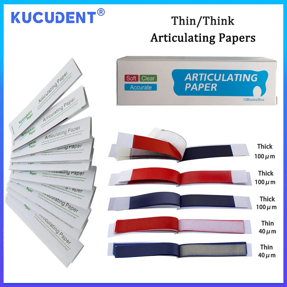 

Dental Articulating Papers Double Sided Strips Red/Blue Thin/Think Bite Hydrophobic Paper Oral Care Dentistry Teeth Whitening