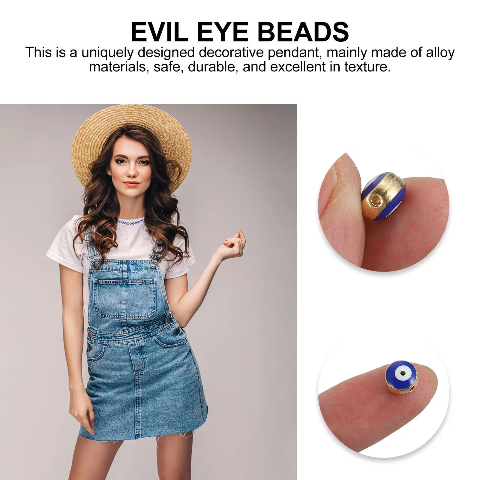 50Pcs Evil Eye Pendants Unique Design Alloy Material DIY Accessories Jewelry Making Decorative Evil Eye Decor DIY Bead Material