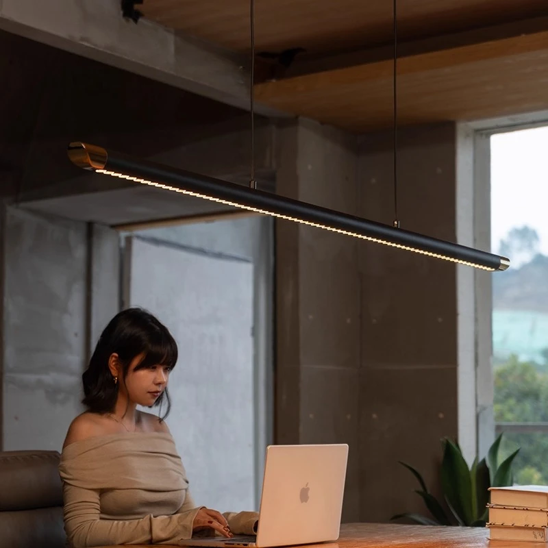Light Luxury Modern Dining Pendant Light Minimalist Creative Bar Table High End One Word Long Strip Lamp For Restaurant