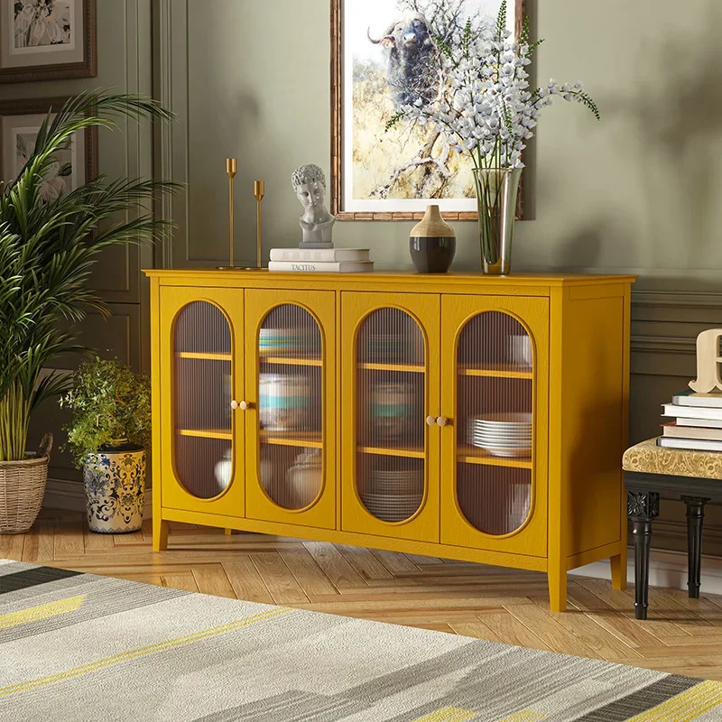 Armário lateral de jantar de madeira maciça pequeno apartamento luz armário de luxo doméstico multifuncional estilo retro armazenamento de sala de estar